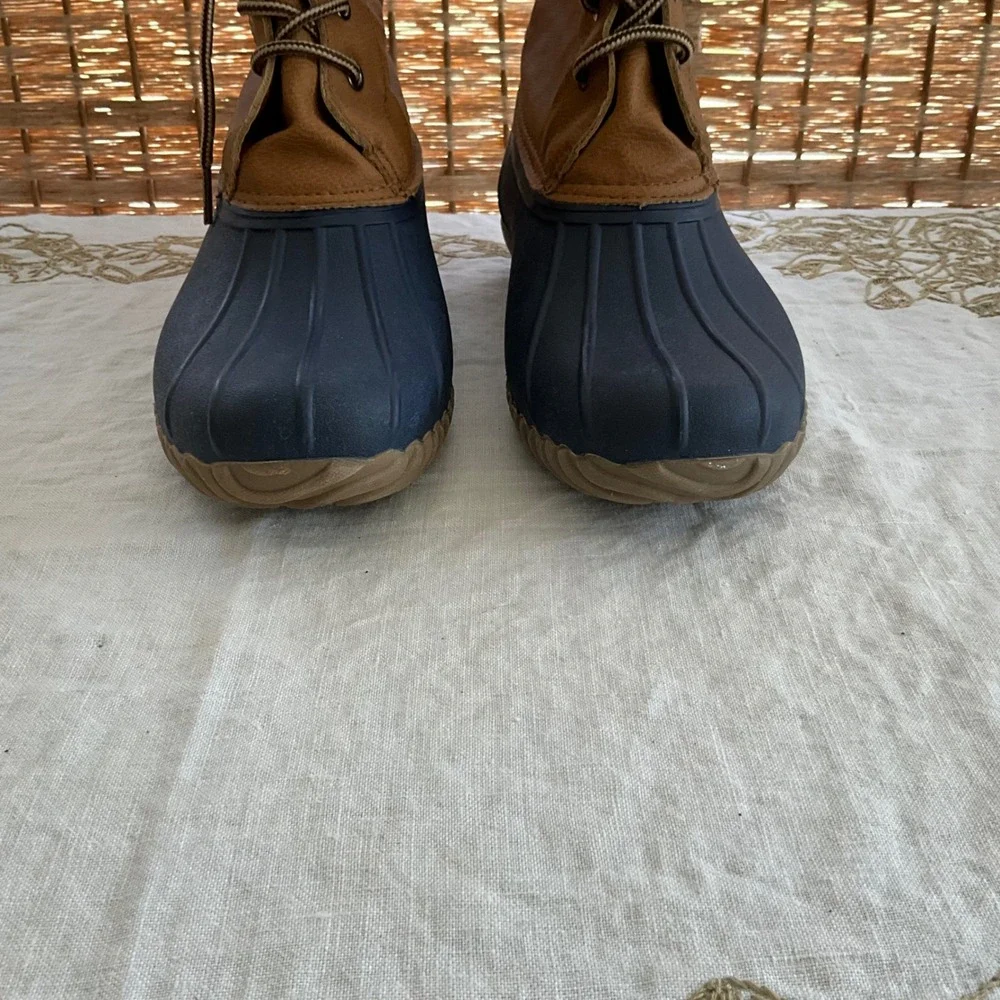 Women's Brown & Navy Winter Rain Boots